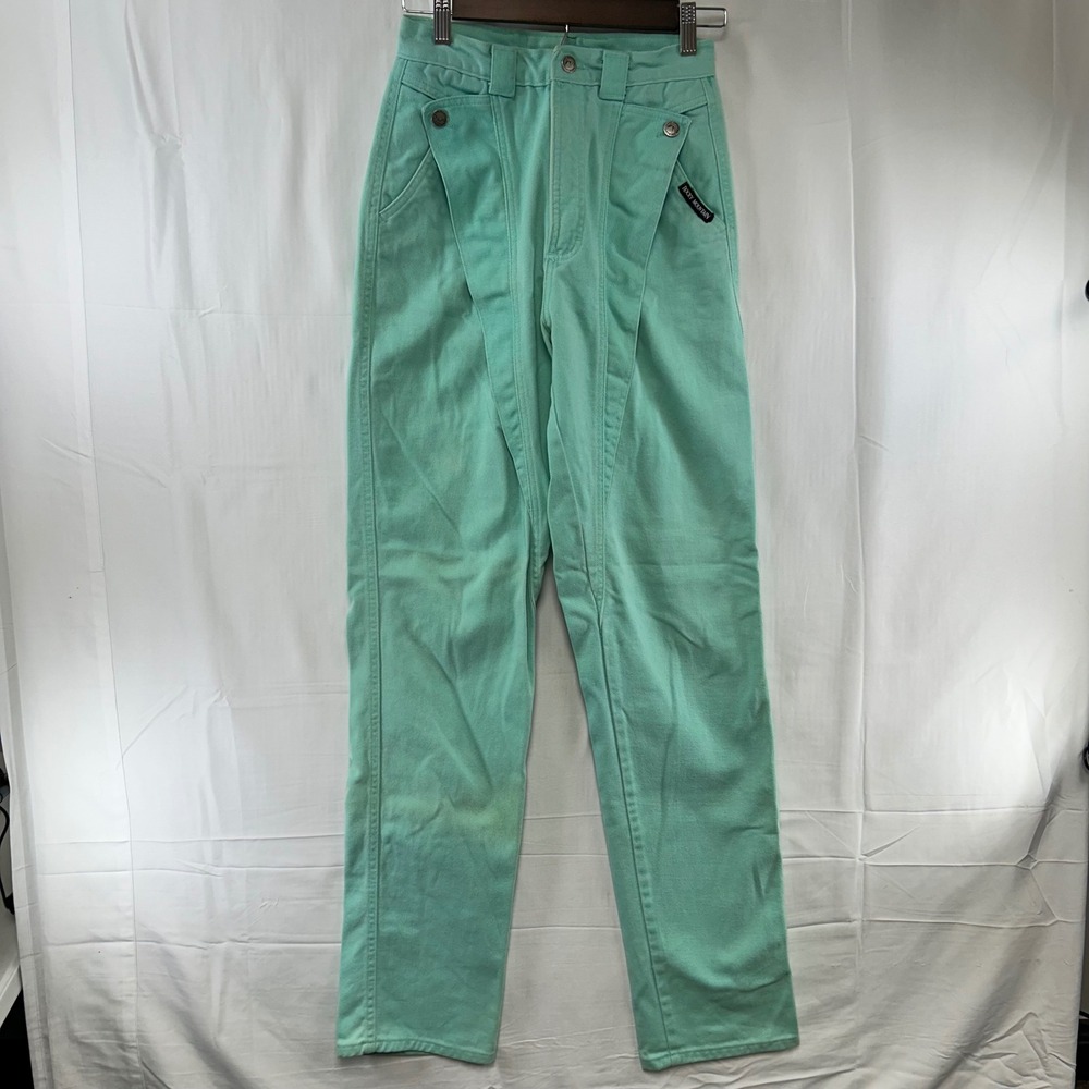Rocky Mountain Western Pants Women 25x35 Seafoam Green Pleated Front Tapered USA
